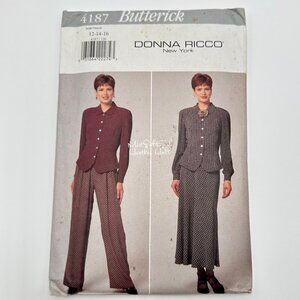 Butterick Donna Ricco 4187 Sewing Pattern Petite Top Skirt & Pants 12-14-16